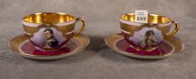 NAPOLEON AND JOSEPHINE CUPS AND SAUCERS