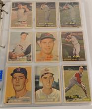 BINDER OF 1957 AND 1958 TOPPS BASEBALL CARDS