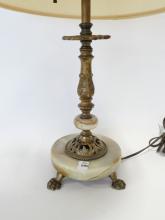 BRASS AND ONYX TABLE LAMP