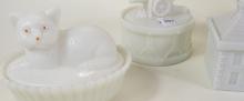 FIVE MILK GLASS NESTING DISHES