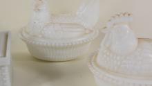 FIVE MILK GLASS NESTING DISHES