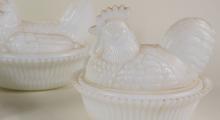 FIVE MILK GLASS NESTING DISHES