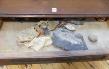 ANTIQUE SPOOL CABINET WITH CONTENTS