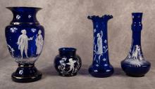 FOUR MARY GREGORY VASES