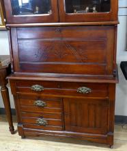 VICTORIAN SECRETARY BOOKCASE CABINET