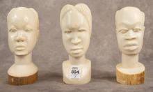 THREE AFRICAN IVORY BUSTS