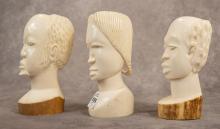 THREE AFRICAN IVORY BUSTS