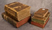 FIVE EARLY LEATHER BOUND BOOKS