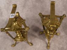 PAIR OF FOOTED BRASS STANDS