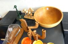 SIX MCM WOODEN KITCHEN ITEMS