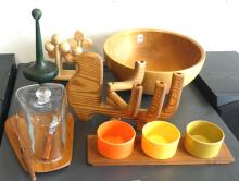 SIX MCM WOODEN KITCHEN ITEMS