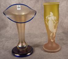 IRIDESCENT AND SATIN GLASS VASES