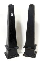 PAIR OF CAST IRON GARDEN OBELISKS