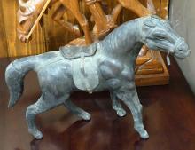 "DON QUIXOTE" WOOD CARVING AND LEATHER HORSE