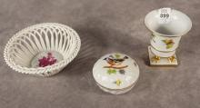THREE PIECES OF HEREND PORCELAIN
