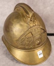 ANTIQUE FRENCH BRASS FIREFIGHTER'S HELMET