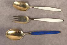 NORWEGIAN ENAMELED STERLING CUTLERY