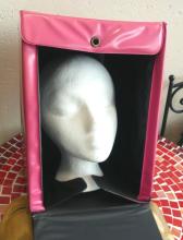 TWO WALL MASKS AND "LIZA MINELLI" WIG STAND