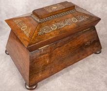 ANTIQUE ROSEWOOD TEA CADDY