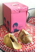 TWO WALL MASKS AND "LIZA MINELLI" WIG STAND