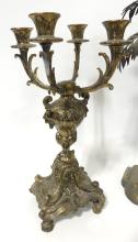 PAIR OF CANDELABRA AND METAL SCULPTURE