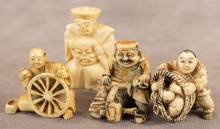 FOUR JAPANESE IVORY NETSUKES