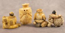 FOUR JAPANESE IVORY NETSUKES