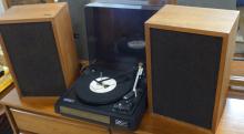 REALISTIC TURNTABLE AND SPEAKERS