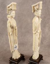 PAIR OF CHINESE IVORY CARVINGS