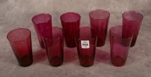 EIGHT CRANBERRY GLASS TUMBLERS