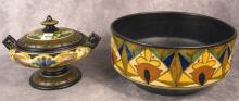 TWO GOUDA POTTERY BOWLS