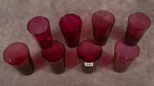 EIGHT CRANBERRY GLASS TUMBLERS