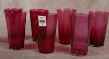 EIGHT CRANBERRY GLASS TUMBLERS