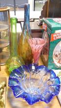 THREE ART GLASS VASES AND BOWL