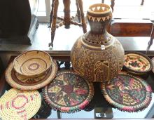 AFRICAN WICKER AND GOURD CARVING