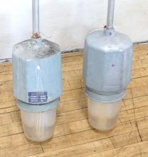 TWO INDUSTRIAL PENDANT LIGHT FIXTURES