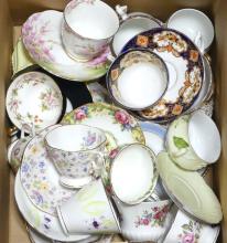 BOX LOT OF CUPS AND SAUCERS