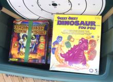 BIN AND BOX OF GAMES AND PUZZLES