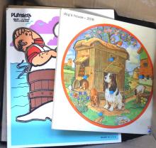 BIN AND BOX OF GAMES AND PUZZLES