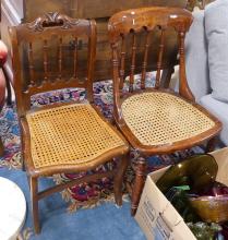 THREE ANTIQUE CHAIRS AND FOOTSTOOL