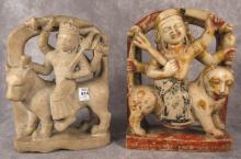 TWO LARGE ASIAN SOAPSTONE CARVINGS