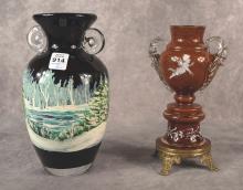 TWO GLASS VASES