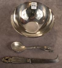 GEORG JENSEN CUTLERY AND DANISH SILVER BOWL