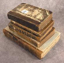 FIVE EARLY LEATHER BOUND BOOKS