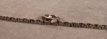 STERLING GARNET TENNIS BRACELET AND RING