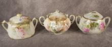 THREE PORCELAIN BISCUIT JARS