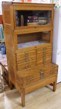 STACKING BARRISTER'S BOOKCASE/FLIGHT OF DRAWERS