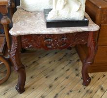 IMPORTED MARBLE TOP SIDE TABLE