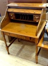 OAK ROLL-TOP WRITING DESK