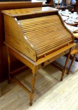 OAK ROLL-TOP WRITING DESK